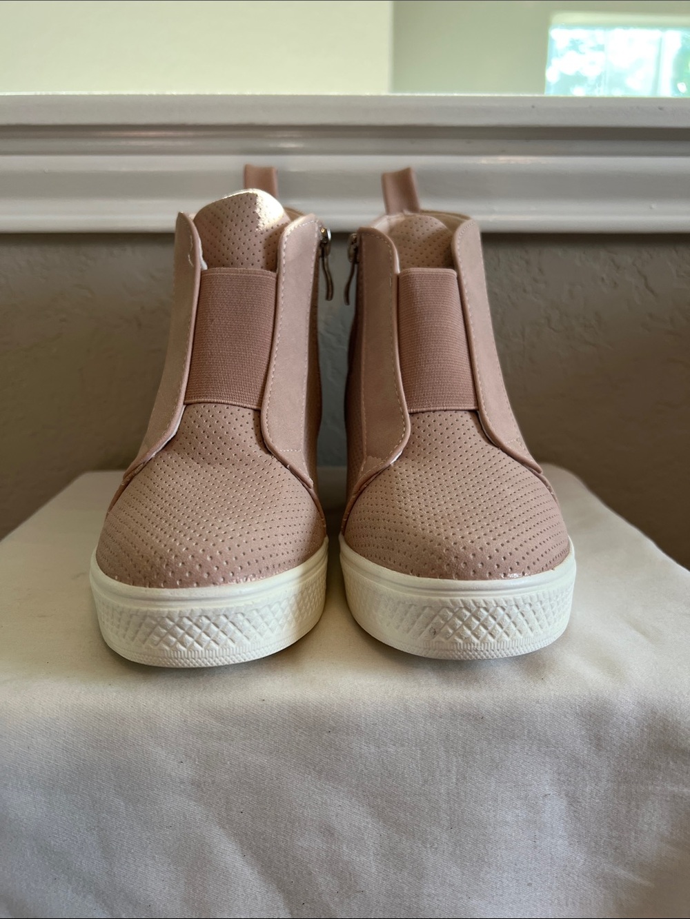 Vici Women's Slip-On Wedge Sneakers in Dusty Pink